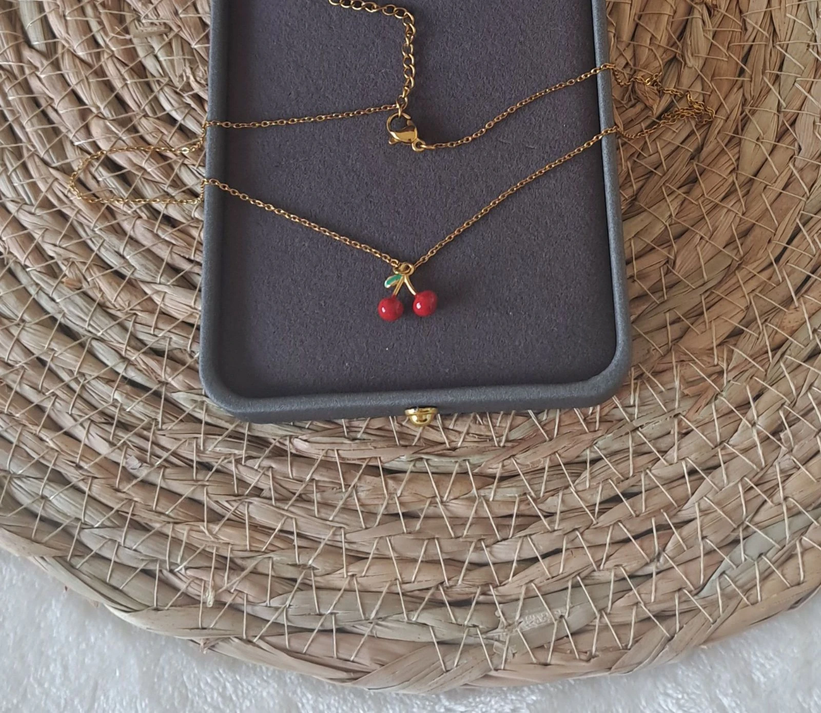 Gold Cherry Set 🍒 Necklace + Earrings • Stainless Steel • Y2K Cute Trend – photo 4
